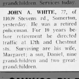 Obituary for JOHN A. WHITE