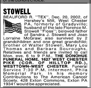 Obituary for BEAUFORD R. STOWELL
